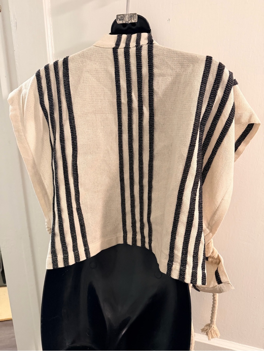 Pilcro Cream and Black Striped poncho - Picture 6 of 7